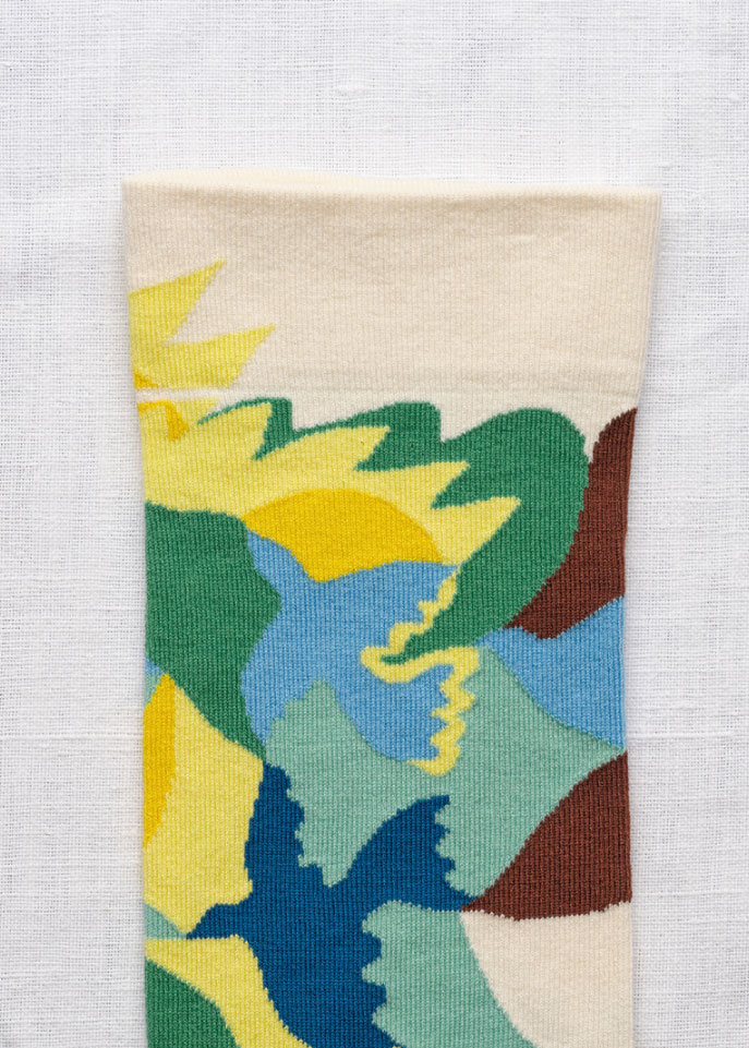 Anckle  socks  with fish pattern in blended cotton